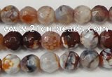 CAG5667 15 inches 6mm faceted round fire crackle agate beads