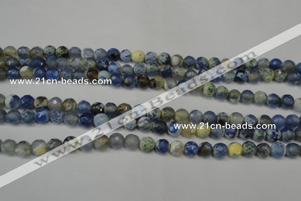 CAG5669 15 inches 6mm faceted round fire crackle agate beads