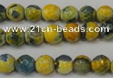 CAG5673 15 inches 6mm faceted round fire crackle agate beads