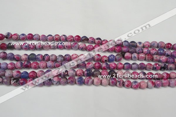 CAG5674 15 inches 6mm faceted round fire crackle agate beads