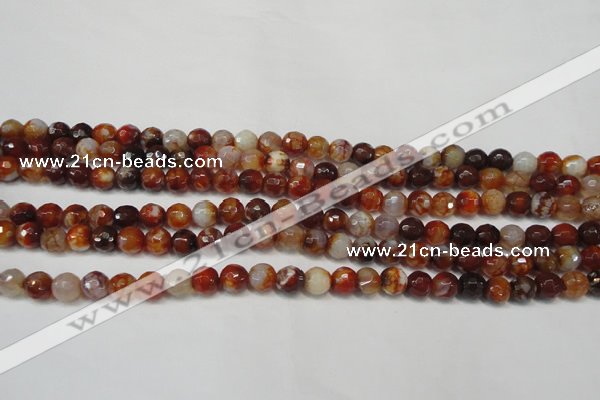 CAG5675 15 inches 6mm faceted round fire crackle agate beads