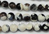 CAG5680 15 inches 8mm faceted round fire crackle agate beads