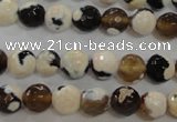 CAG5681 15 inches 8mm faceted round fire crackle agate beads