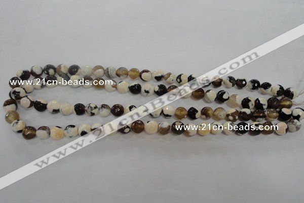 CAG5681 15 inches 8mm faceted round fire crackle agate beads