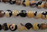 CAG5682 15 inches 8mm faceted round fire crackle agate beads