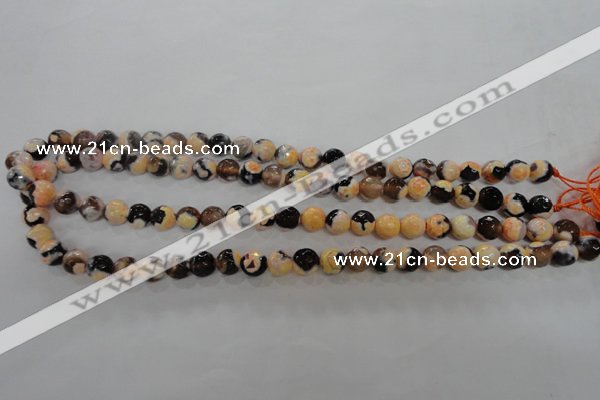 CAG5682 15 inches 8mm faceted round fire crackle agate beads