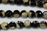 CAG5683 15 inches 8mm faceted round fire crackle agate beads