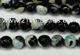 CAG5684 15 inches 8mm faceted round fire crackle agate beads