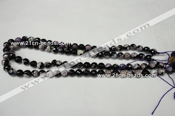 CAG5686 15 inches 8mm faceted round fire crackle agate beads