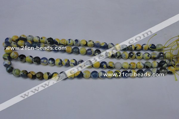 CAG5688 15 inches 8mm faceted round fire crackle agate beads