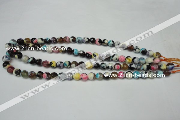 CAG5690 15 inches 8mm faceted round fire crackle agate beads