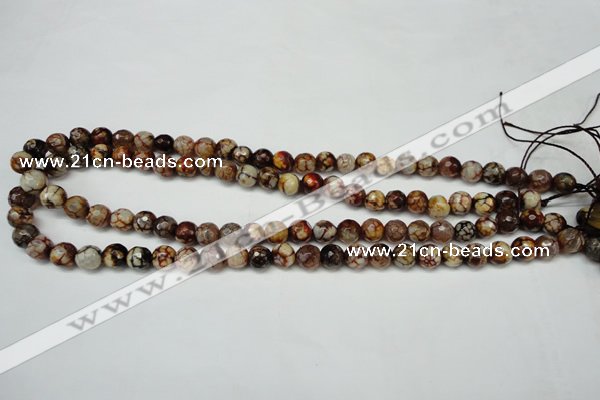 CAG5691 15 inches 8mm faceted round fire crackle agate beads