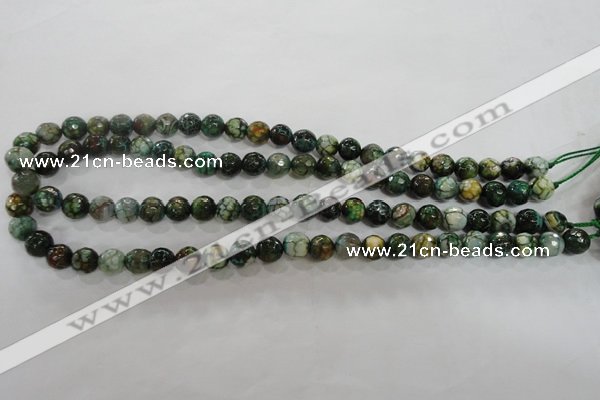 CAG5695 15 inches 8mm faceted round fire crackle agate beads