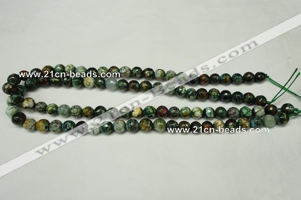 CAG5696 15 inches 8mm faceted round fire crackle agate beads