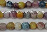 CAG5700 15 inches 8mm faceted round fire crackle agate beads