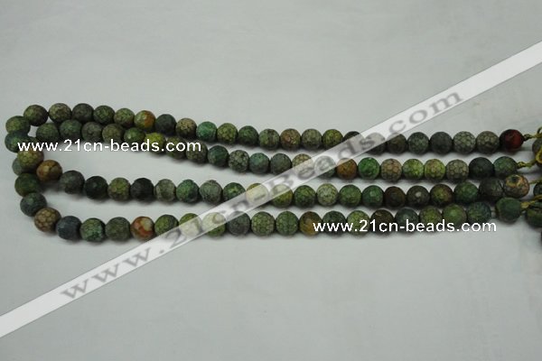 CAG5702 15 inches 8mm faceted round fire crackle agate beads