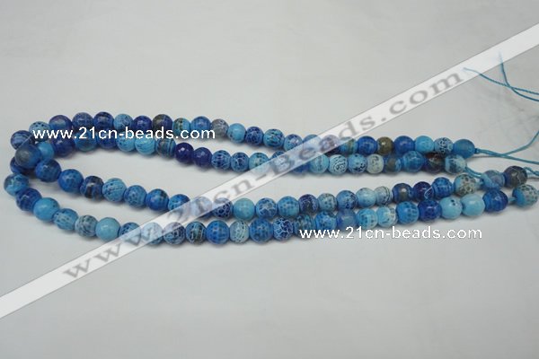 CAG5703 15 inches 8mm faceted round fire crackle agate beads