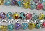 CAG5707 15 inches 8mm faceted round tibetan agate beads wholesale