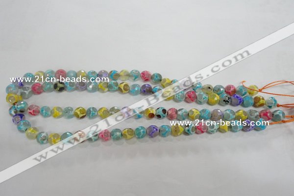 CAG5707 15 inches 8mm faceted round tibetan agate beads wholesale