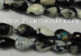 CAG5710 15 inches 8*12mm faceted teardrop fire crackle agate beads