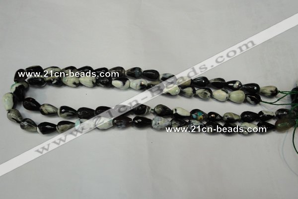 CAG5710 15 inches 8*12mm faceted teardrop fire crackle agate beads