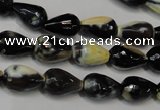 CAG5712 15 inches 8*12mm faceted teardrop fire crackle agate beads