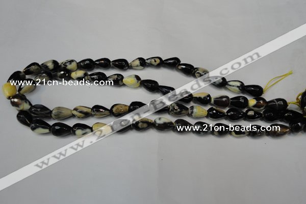 CAG5712 15 inches 8*12mm faceted teardrop fire crackle agate beads