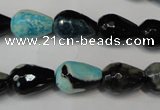 CAG5717 15 inches 10*14mm faceted teardrop fire crackle agate beads