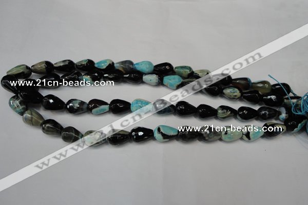 CAG5717 15 inches 10*14mm faceted teardrop fire crackle agate beads