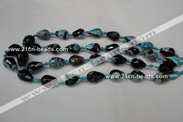 CAG5723 15 inches 12*16mm faceted teardrop fire crackle agate beads