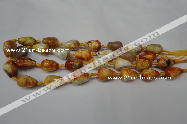 CAG5726 15 inches 13*18mm faceted teardrop fire crackle agate beads