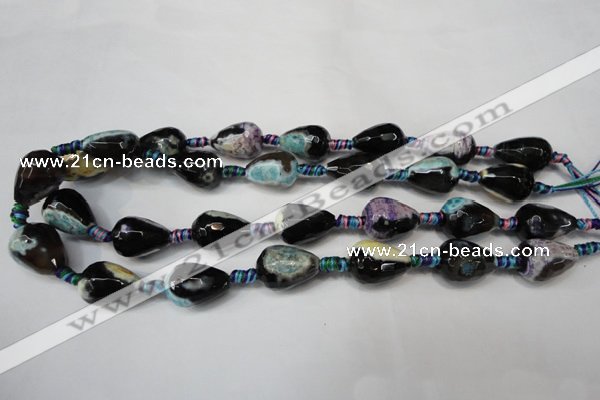 CAG5727 15 inches 13*18mm faceted teardrop fire crackle agate beads