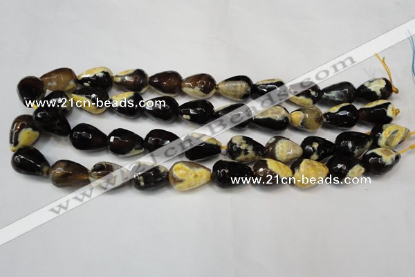 CAG5728 15 inches 13*18mm faceted teardrop fire crackle agate beads