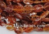 CAG573 15.5 inches 10*14mm faceted oval natural fire agate beads