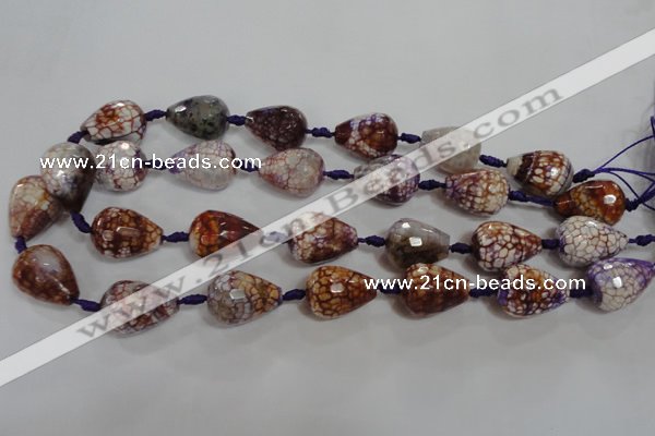 CAG5732 15 inches 15*20mm faceted teardrop fire crackle agate beads