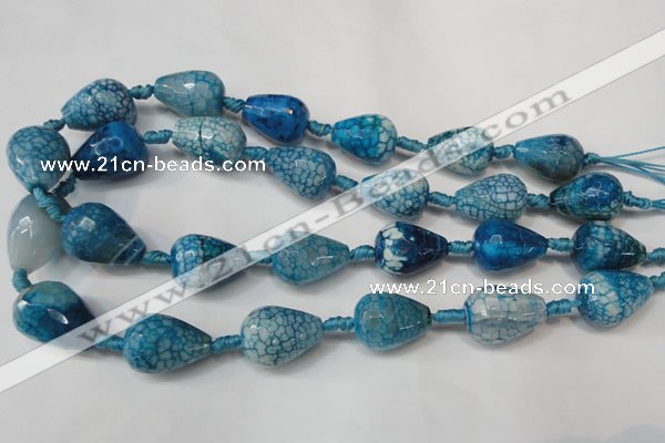 CAG5735 15 inches 15*20mm faceted teardrop fire crackle agate beads