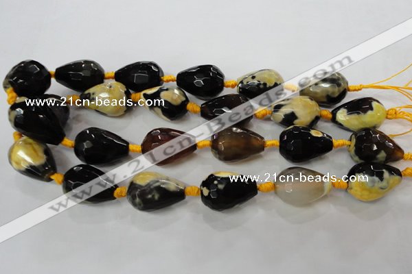 CAG5751 15 inches 18*25mm faceted teardrop fire crackle agate beads