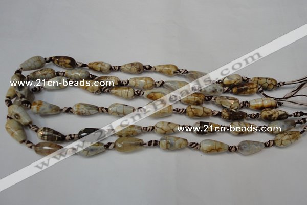 CAG5755 15 inches 8*16mm faceted teardrop fire crackle agate beads