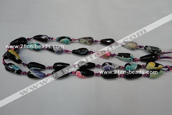 CAG5757 15 inches 10*20mm faceted teardrop fire crackle agate beads