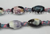 CAG5772 15 inches 8*12mm faceted rice fire crackle agate beads