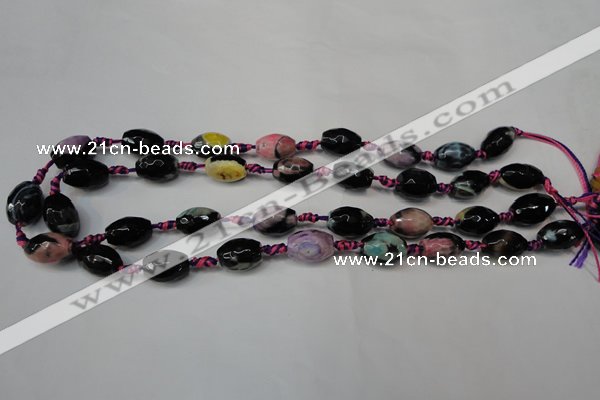 CAG5775 15 inches 10*14mm faceted rice fire crackle agate beads