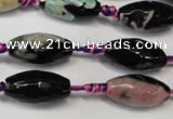 CAG5777 15 inches 10*20mm faceted rice fire crackle agate beads