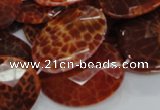 CAG578 15.5 inches 30*40mm faceted oval natural fire agate beads