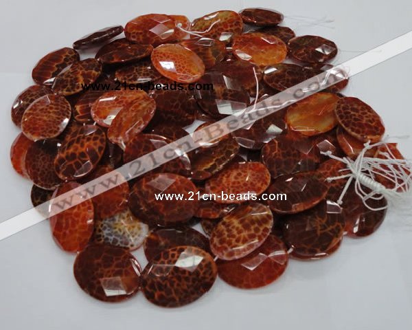 CAG578 15.5 inches 30*40mm faceted oval natural fire agate beads