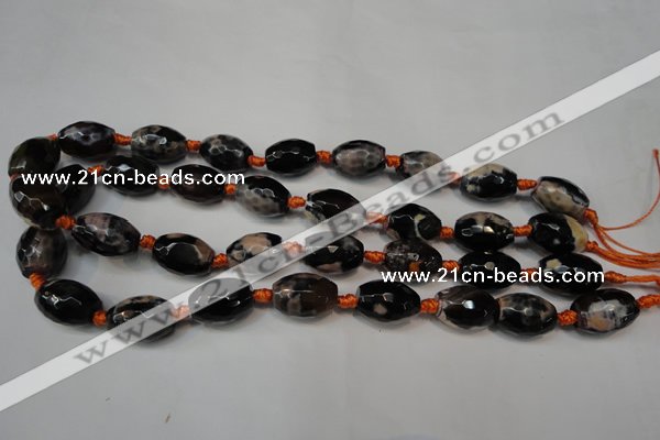 CAG5781 15 inches 12*16mm faceted rice fire crackle agate beads