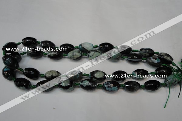 CAG5784 15 inches 12*16mm faceted rice fire crackle agate beads