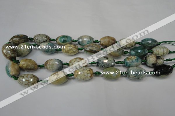 CAG5788 15 inches 13*18mm faceted rice fire crackle agate beads