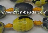 CAG5800 15 inches 15*20mm faceted rice fire crackle agate beads