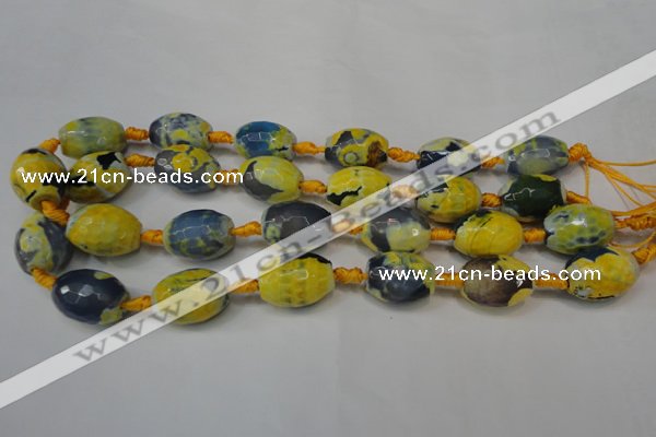 CAG5800 15 inches 15*20mm faceted rice fire crackle agate beads