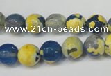 CAG5805 15 inches 10mm faceted round fire crackle agate beads